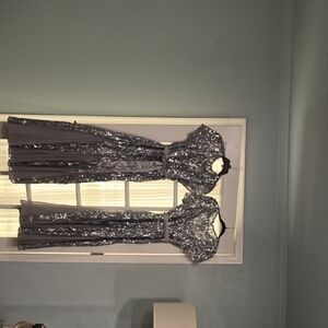 Elegant Silver Sequin Wedding Dress